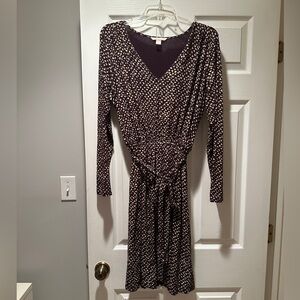 Banana Republic Plum and Cream Long Sleeve Dress
